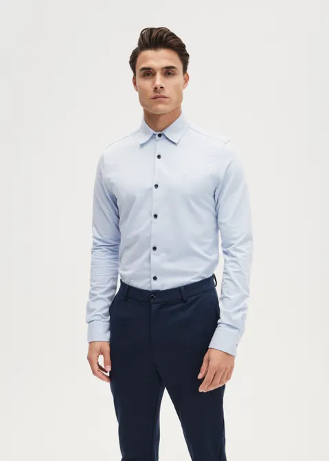 Overhemd pique stretch blauw (BLW.LME)