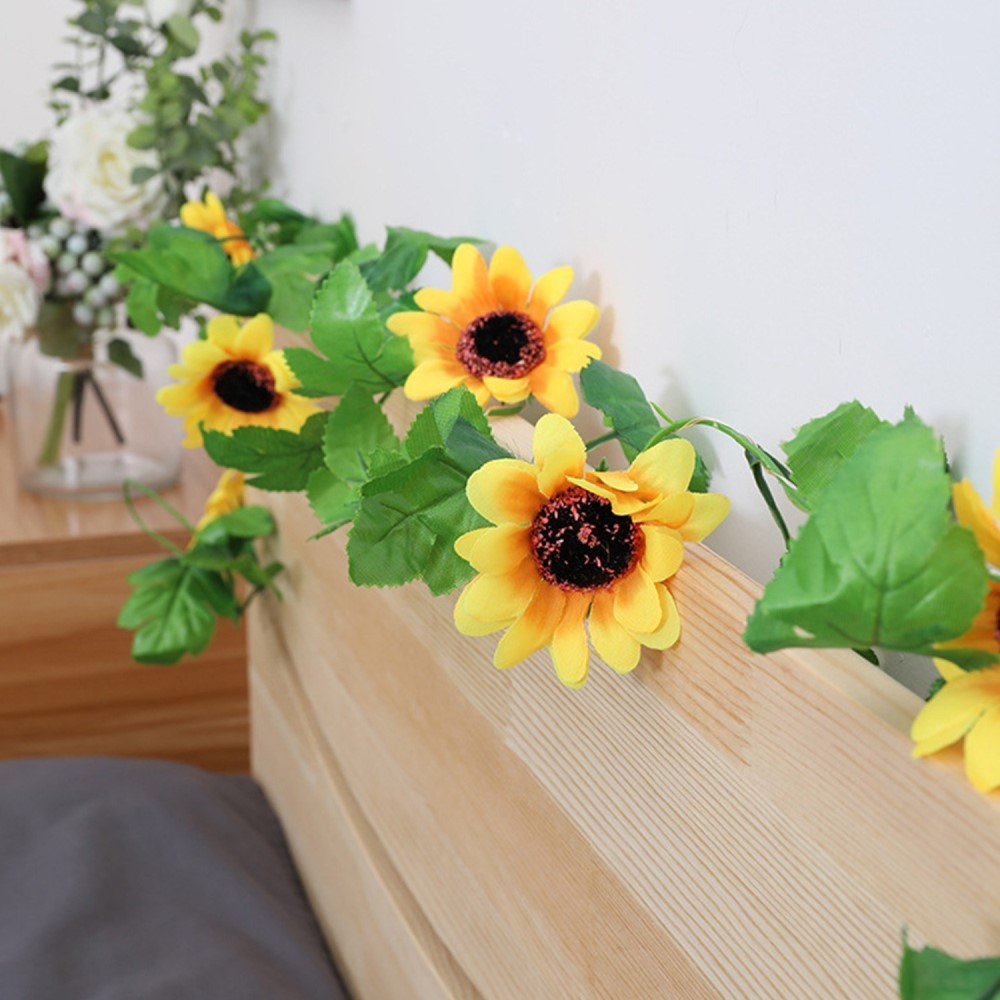 (2m) 20 LED's Deko Lichterkette Sonnenblumen Beleuchtung (Batteriebetrieben) - Warmweiss