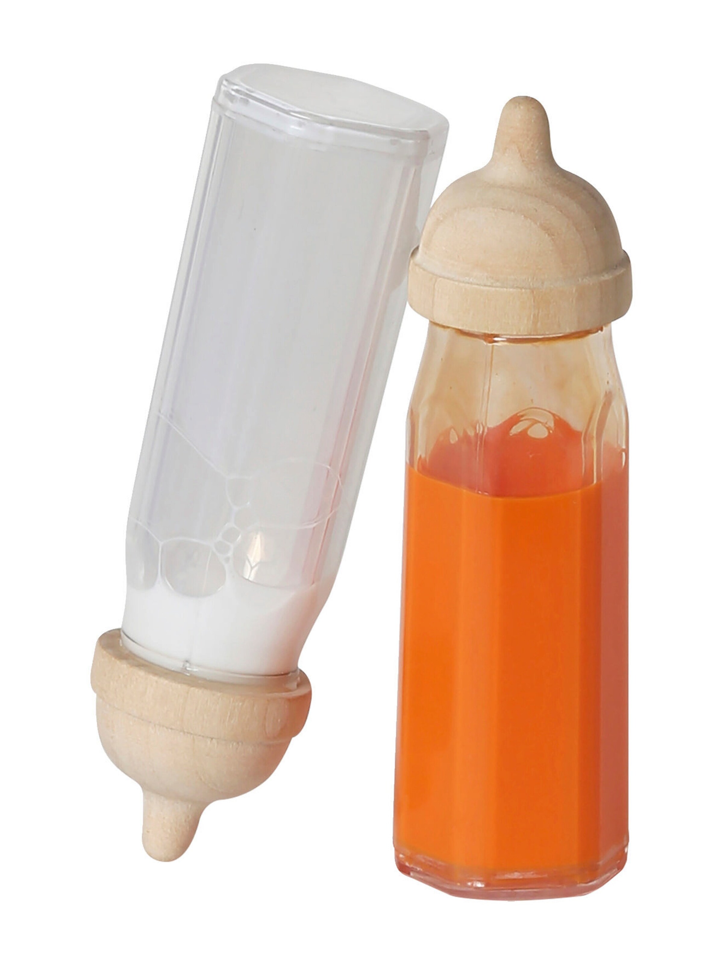 Vertbaudet 2er-Set Puppen-Babyflaschen aus Holz FSC® natur
