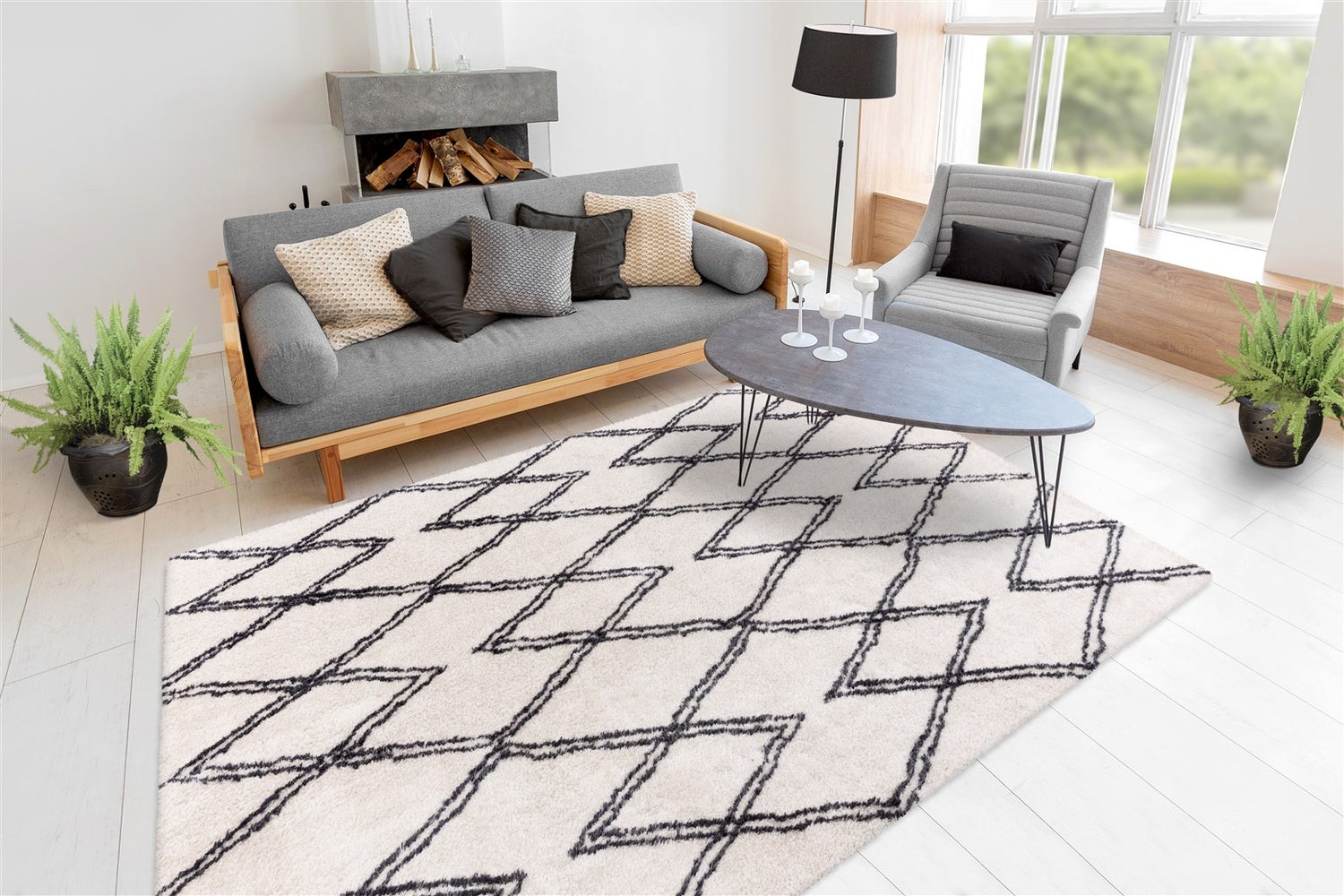 Hoogpolig tapijt Oasisic Ivory 25 mm Modern 120 x 170 cm