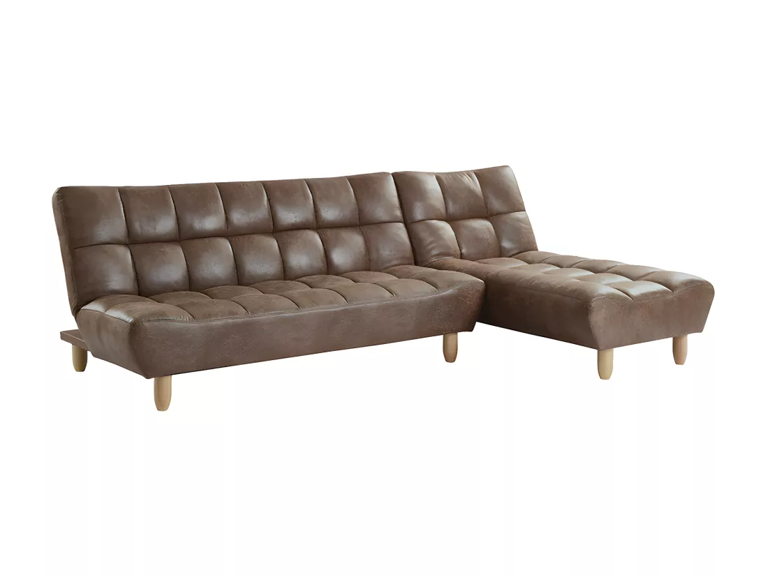Canapé modulable convertible en microfibre vieillie ESTEBAN - Marron vintage