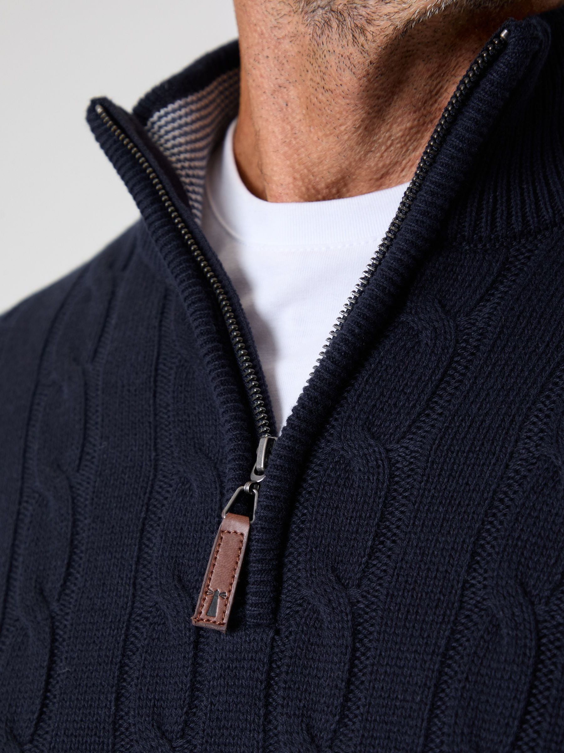 Donkerblauw - Saltwell Cable Knit Quarter Zip Jumper