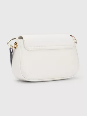 Bolsa transversal com monograma em blocos de cores