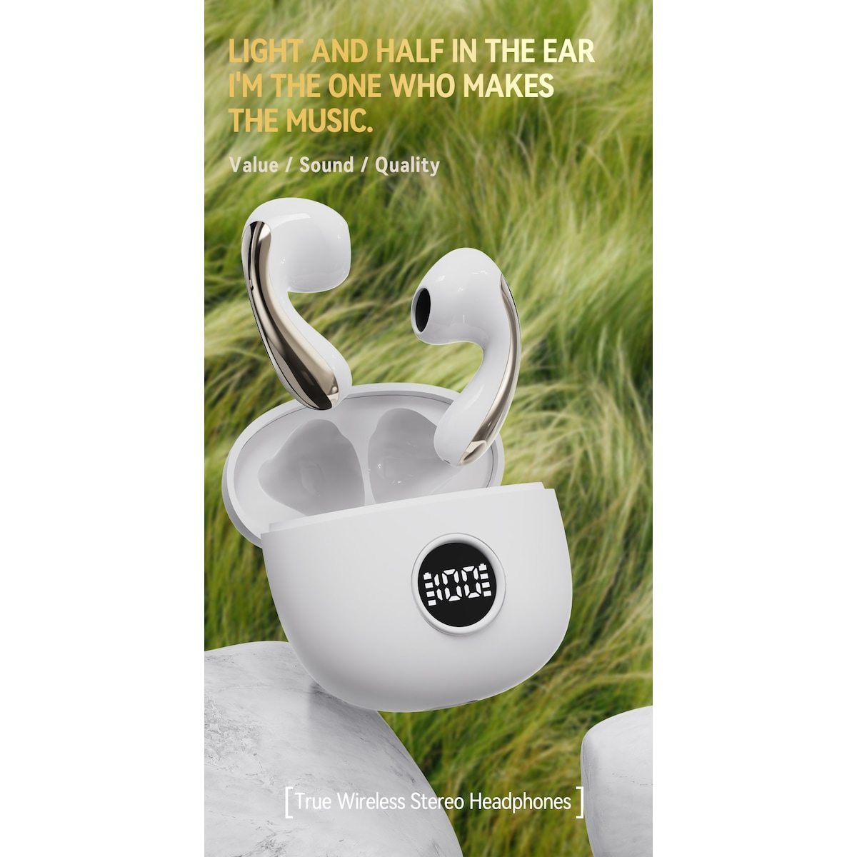 Trådløse in-ear-hodetelefoner med Bluetooth 5.3, støyreduksjon og ladeveske Rosa