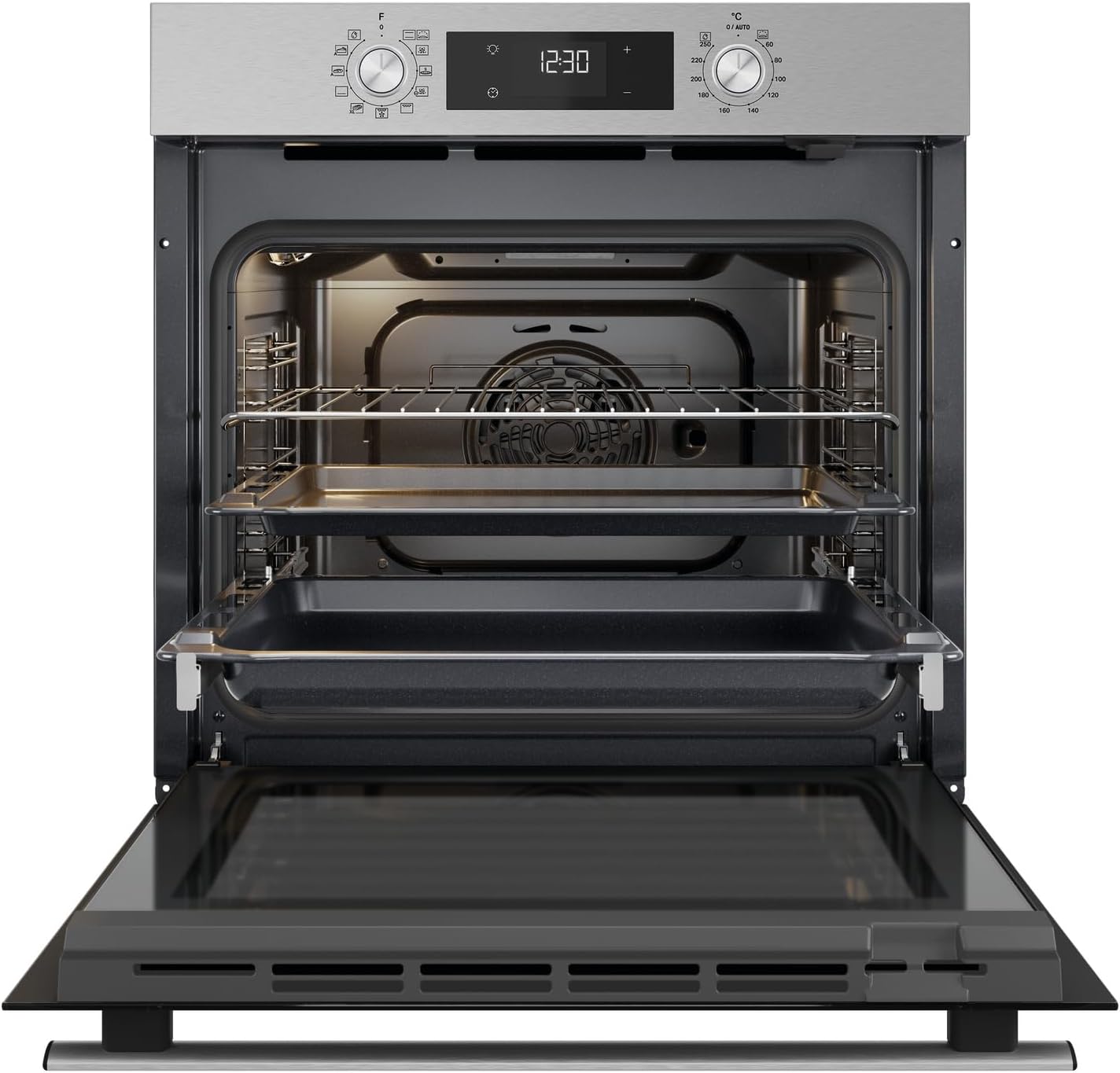 Bauknecht BBA285HU1I Einbau-Backofen 71 Liter, Multifunktionsofen mit 12 Funktionen, PowerHeißluft, versenkbare Knebel, Schwarz
