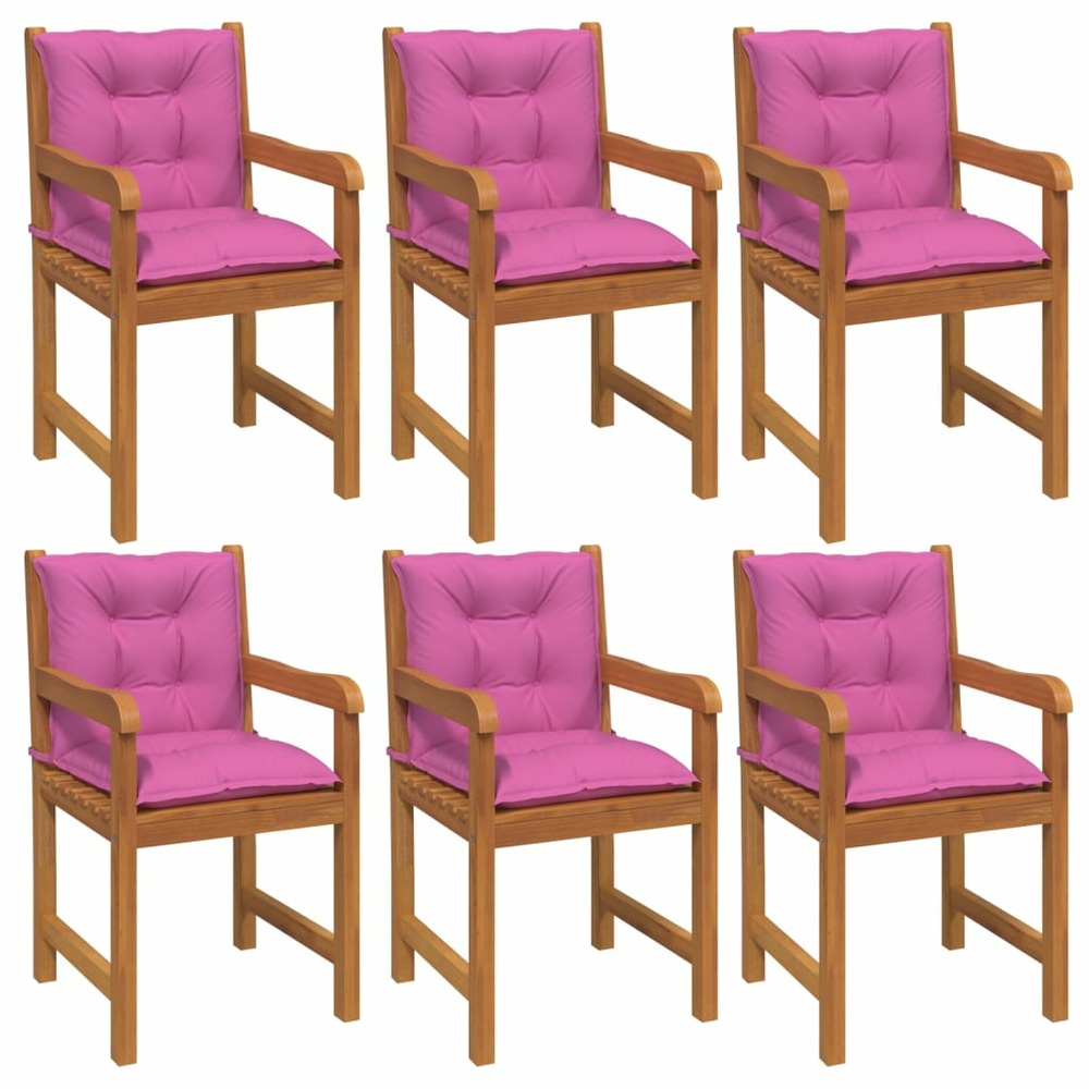 Coussins de chaise de jardin à dossier bas lot de 6 rose