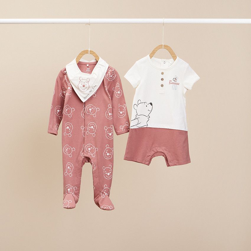 Combinaison courte effet 2 en 1 Winnie Disney pour bébé garçon - Ecru