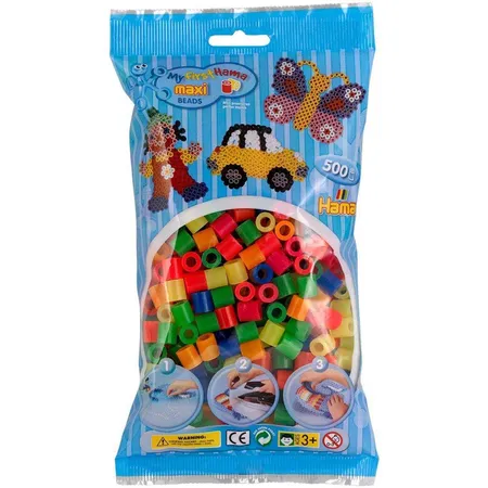 Hama Bügelperlen Bügelperlen Maxi, ca. 500 Stück in verschiedenen Neon Farben
