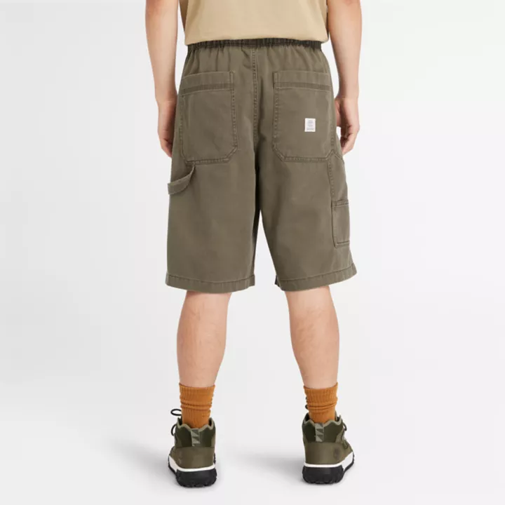 Short charpentier en sergé épais pour homme en vert