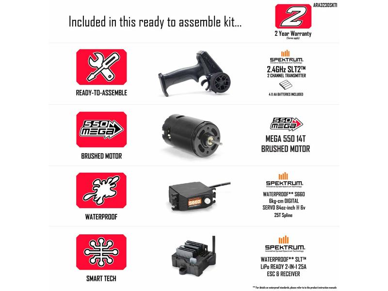 Arrma Monster Truck Gorgon MEGA 550 RWD Schwarz, Bausatz, 1 2WD Monstertruck mit Heckantrieb – Bausatz mit Elektronik & Akku