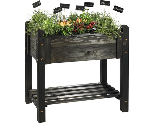 Verhoogd tuinbed op palen, basis, zonder wielen, 90x60x85 cm, zwart