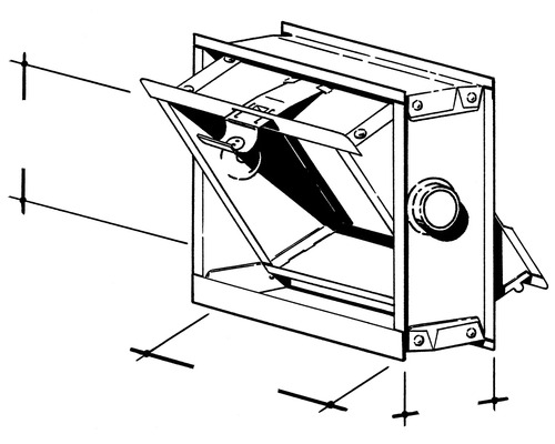 Ventilatieklep van wit plaatstaal (RAL 9016) voor glasblokken 390 mm x 390 mm