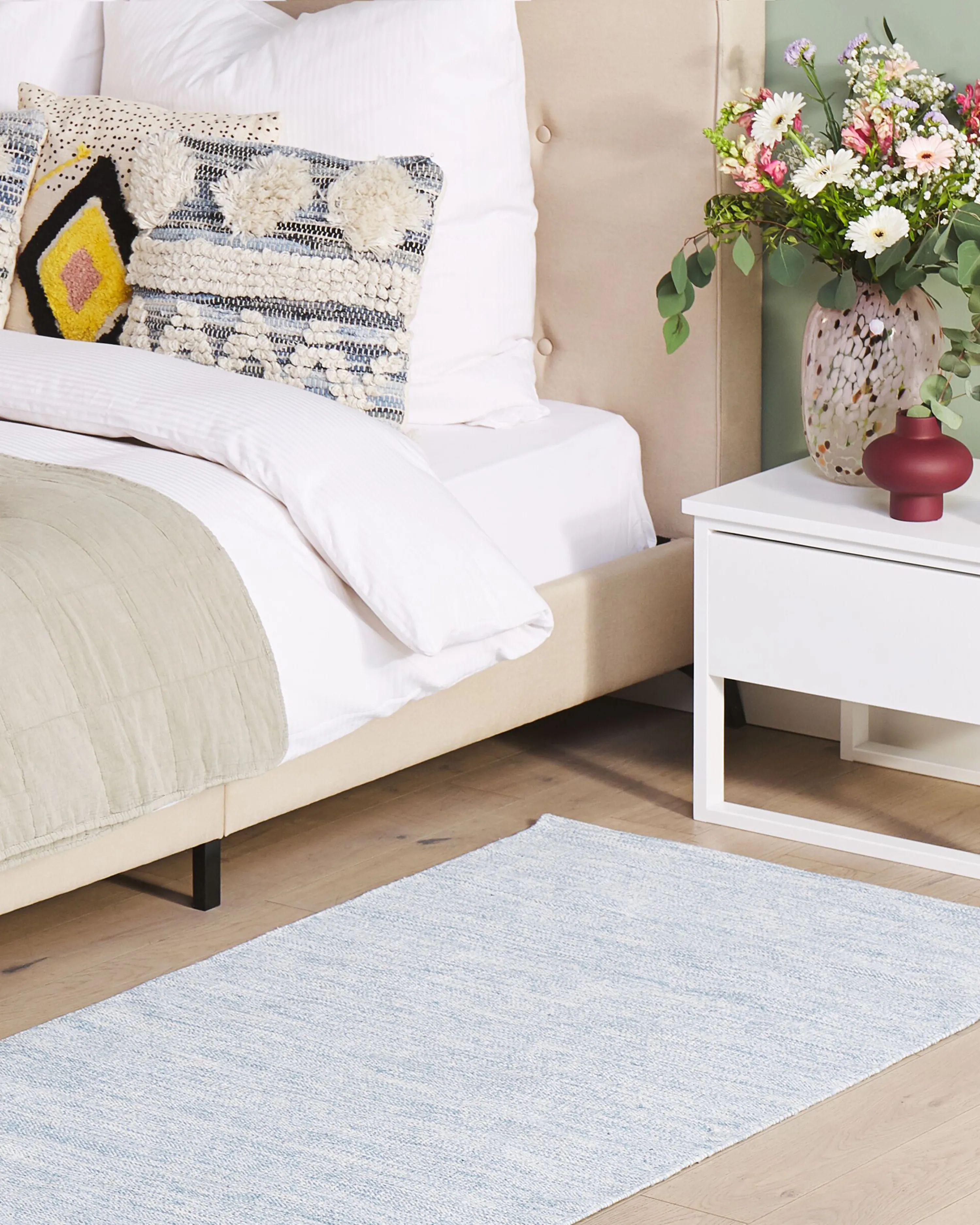 Vloerkleed DERINCE Lichtblauw 80 x 150 cm Katoen