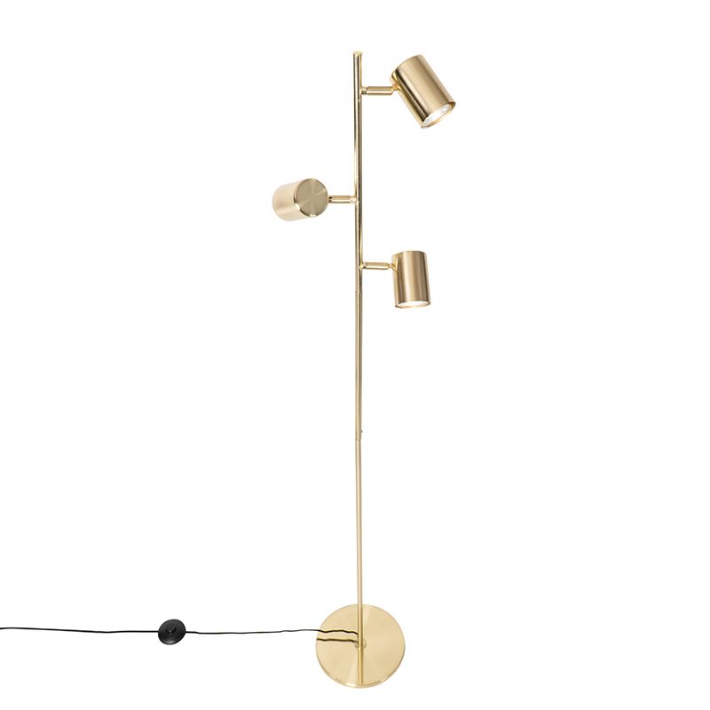 Moderne vloerlamp messing 3-lichts - Jeana