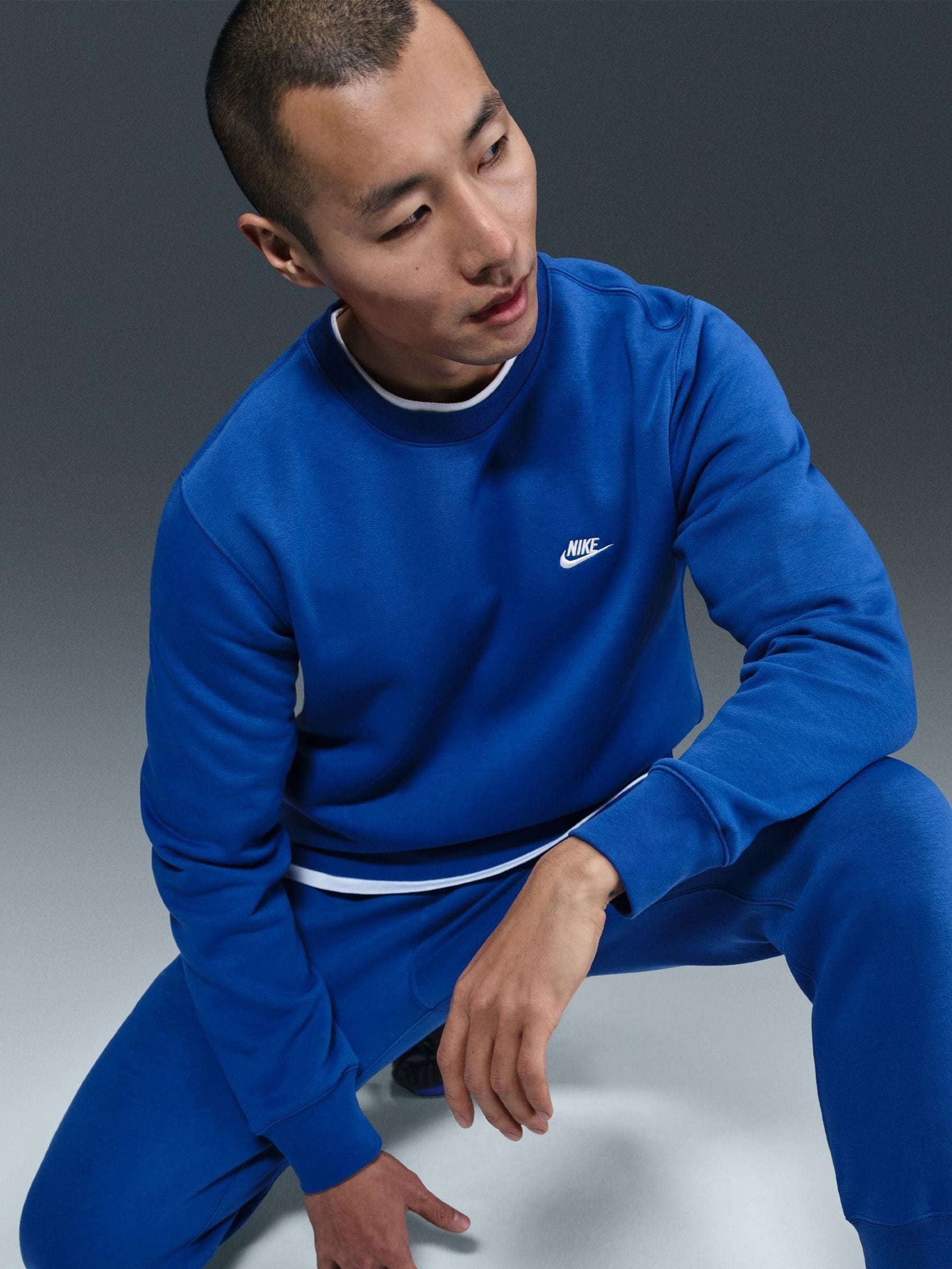 Koningsblauw - Nike Club sweatshirt met ronde hals