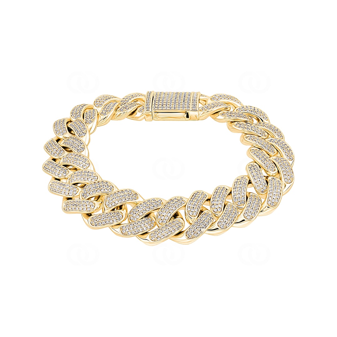 18mm Cuban Link Panzerarmband Gelb vergoldet mit Zirkonia