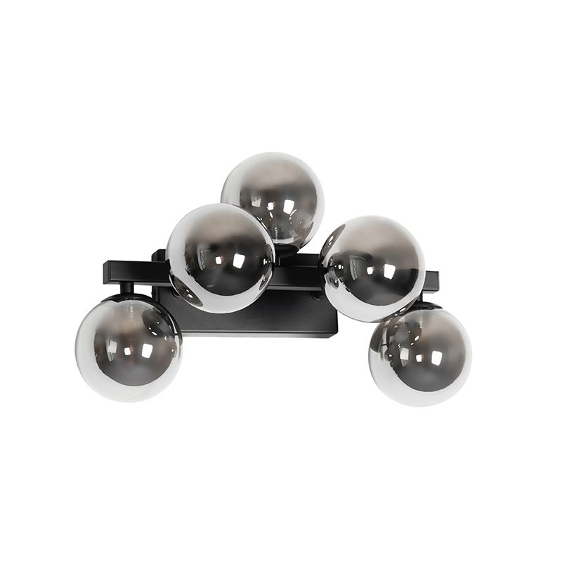 Moderne wandlamp zwart met smoke glas 5-lichts - Bianca