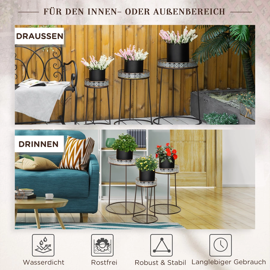 Outsunny Pflanzenregal-Set mit erhöhtem tischrändern bunt