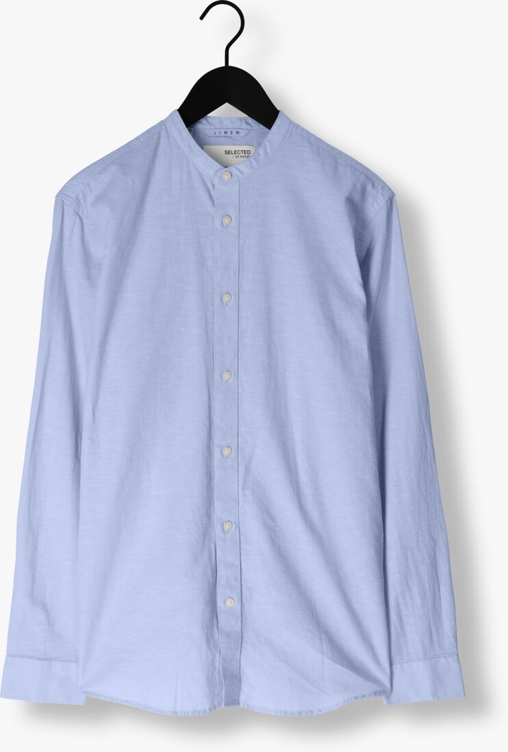 SELECTED HOMME blauwe selected homme casual overhemd slhslimnew-linen shirt ls band w