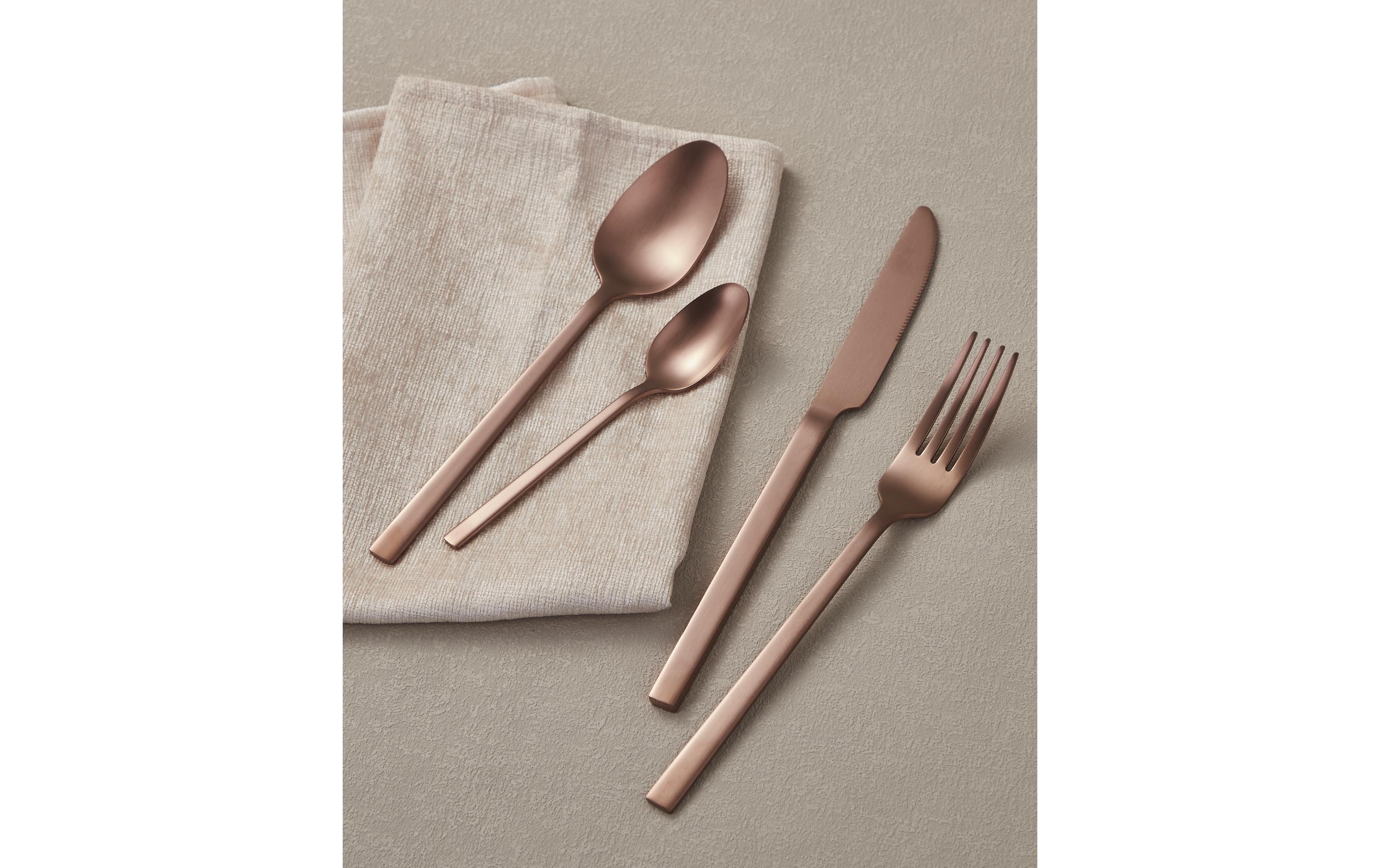 Besteck-Set Beloha 16-teilig, Rose-GoldGlänzendes Besteckset in Gold für luxuriöse Mahlzeiten