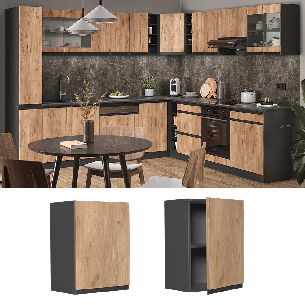Vicco Hängeschrank Küchenschrank Küchenmöbel R-Line J-Shape Anthrazit Eiche 45 cm modern