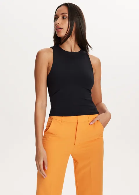 Halter top effen zwart (ZWART)