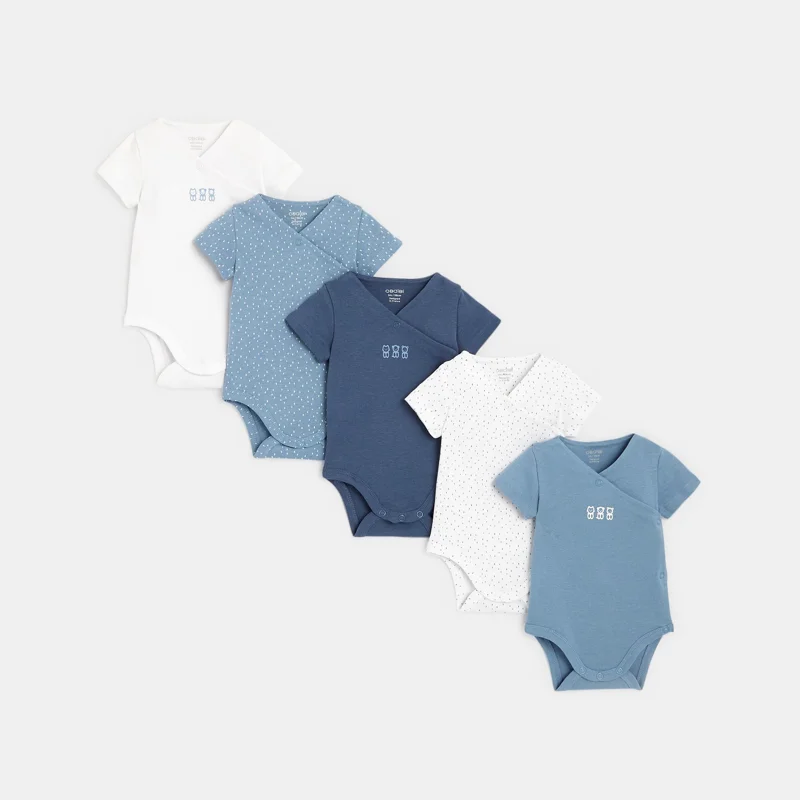 Body croisé (lot de 5) bleu naissance Bleu