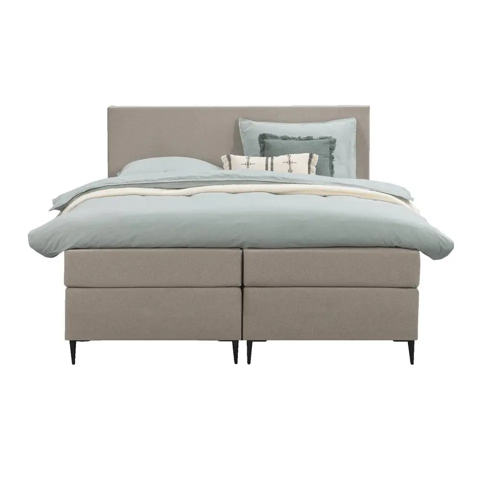 Boxspring Liv egaal - beige - 160x200 cm - slanke poot