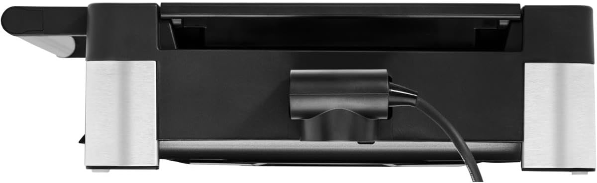 WMF Lono Barbecue électrique de table, en acier inoxydable mat, avec couvercle en verre, 2200 W, plaque de cuisson revêtue