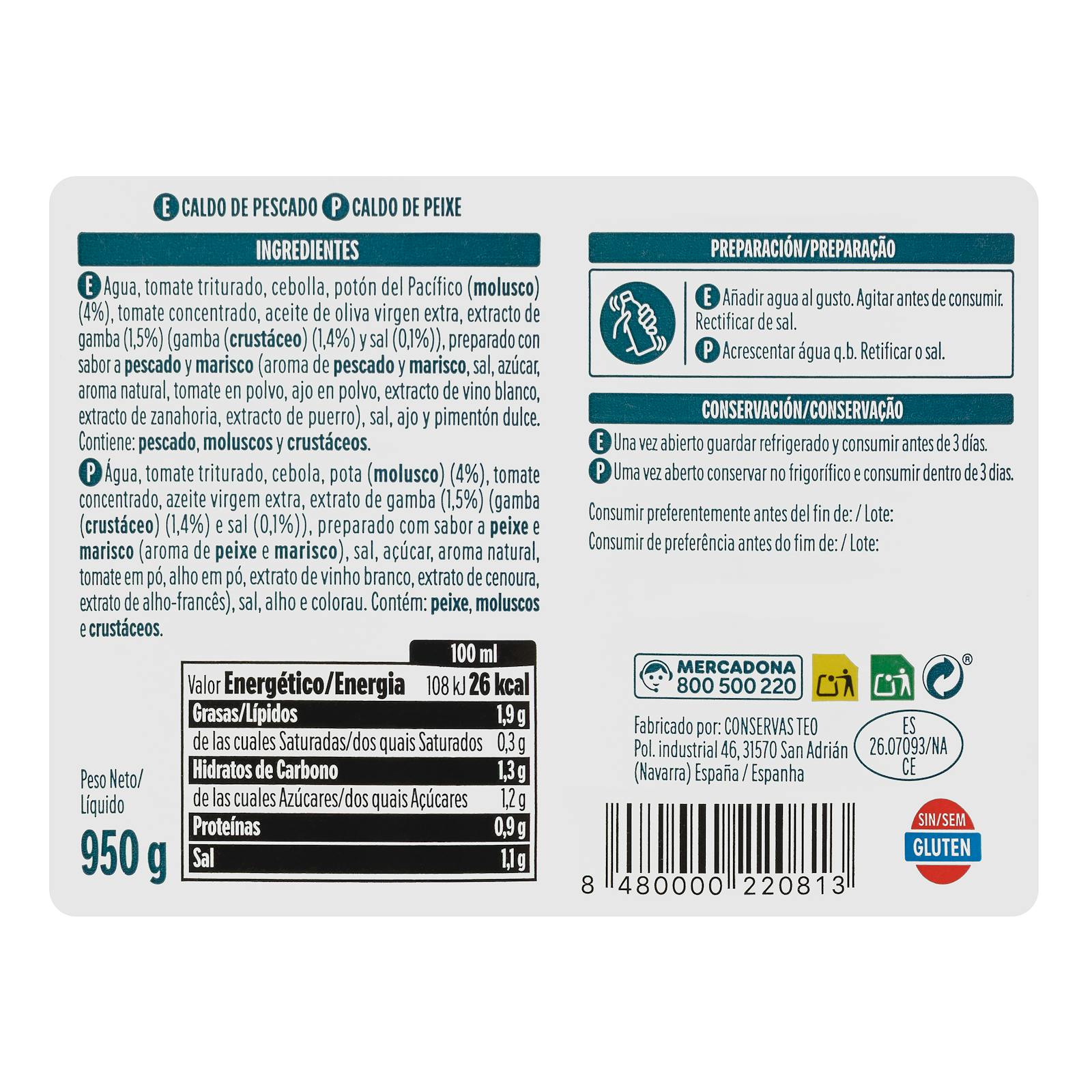 Fumet de bouillon de poisson Hacendado