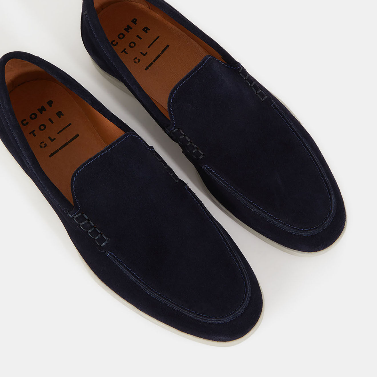 Comptoir GL Mocassins en Velours de Cuir bleu marine