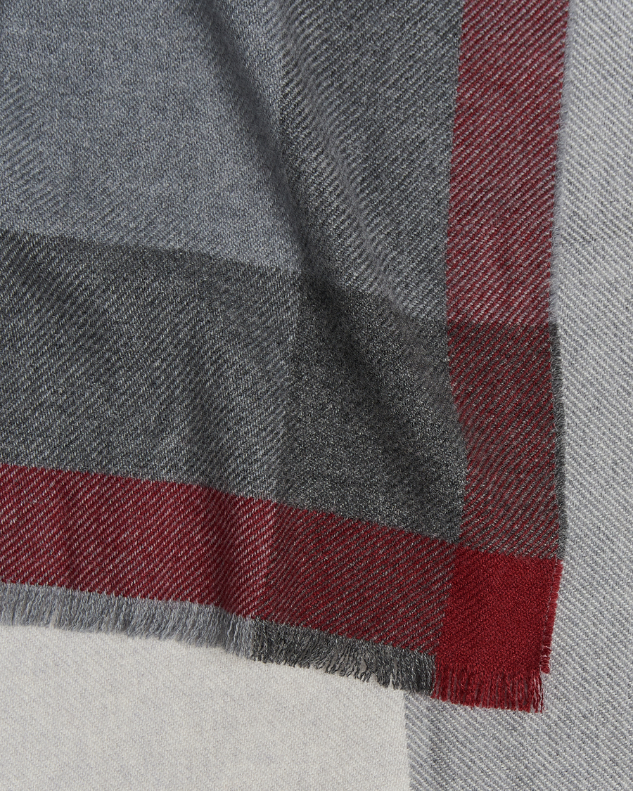 Brunello Cucinelli Wool/Cashmere Scarf Grey/Burgundy