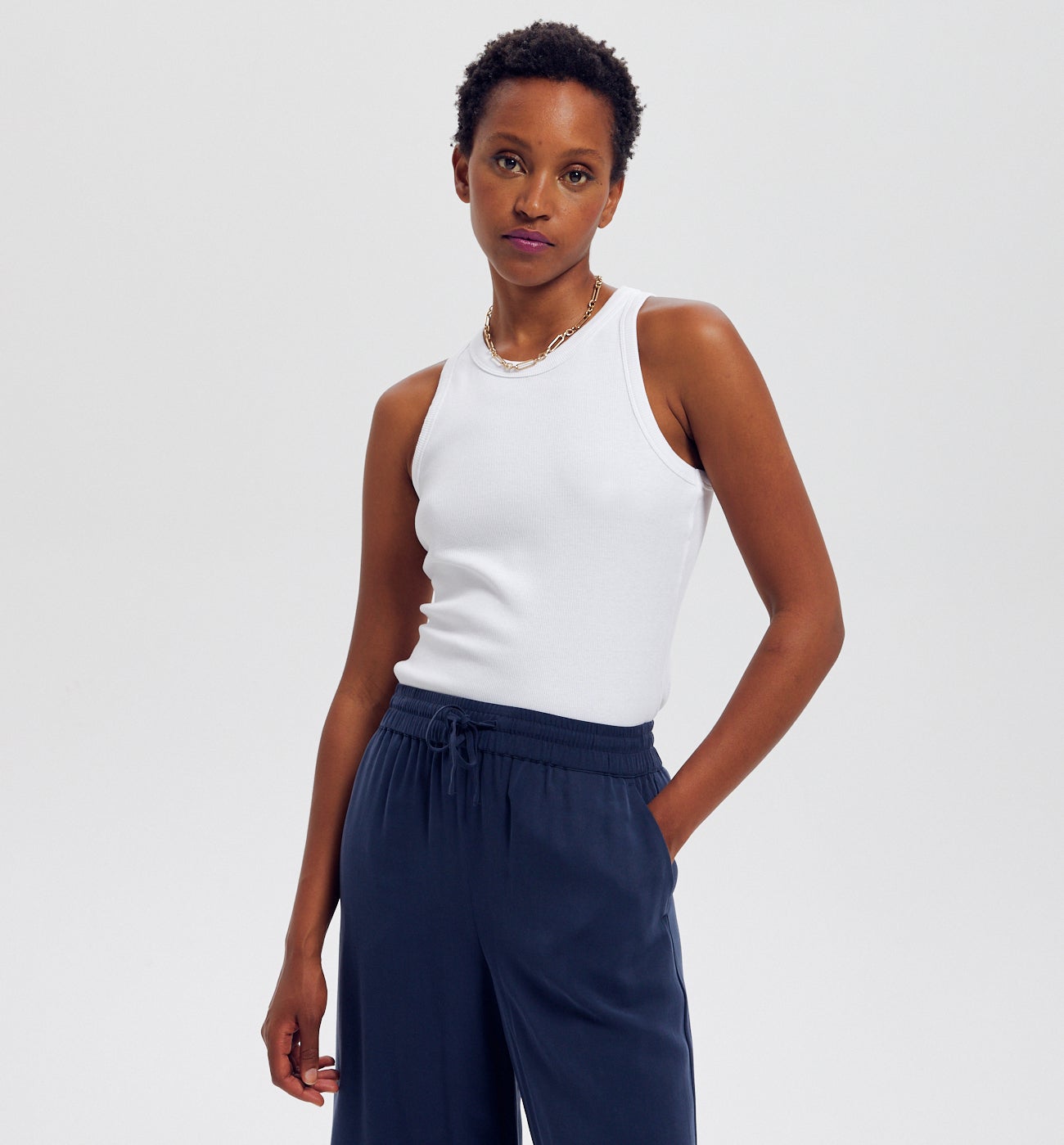 Débardeur en jersey uni Femme - Blanc