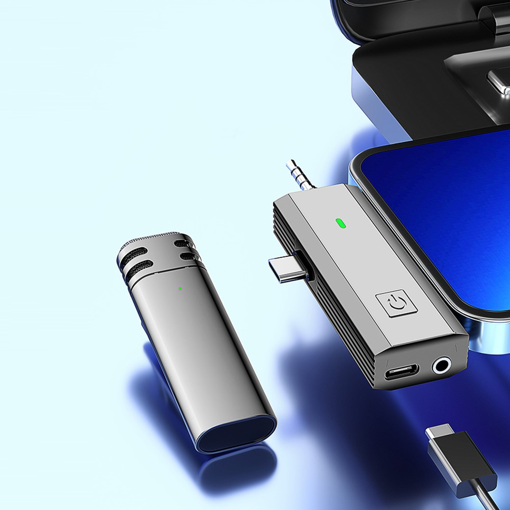 (3-tlg. Set) 3in1 Kabelloses 360° Lavalier Mikrofon für Handy / Tablets mit USB C / Lightning / 3.5mm Anschluss für Livestreams / Interview