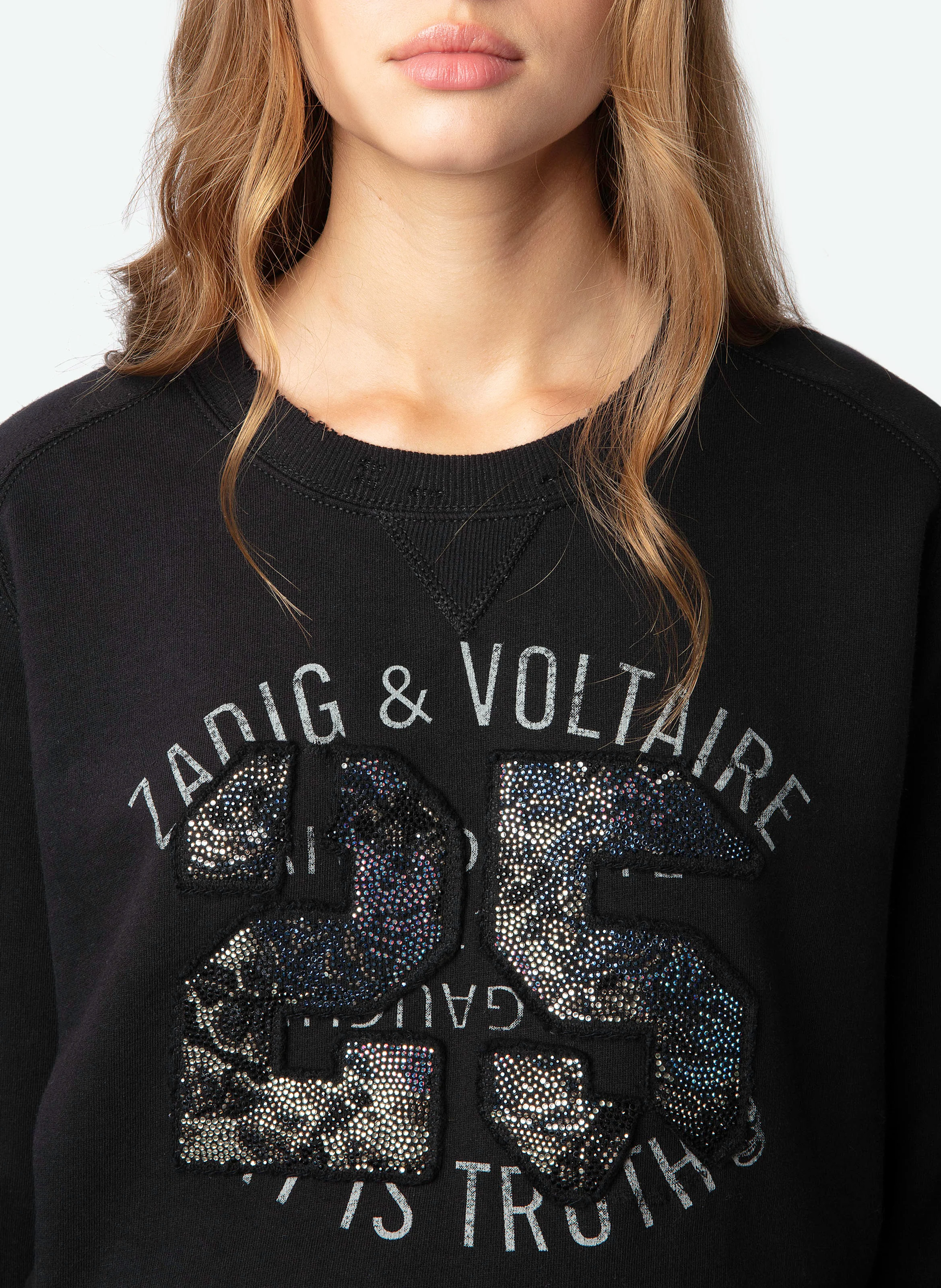 ARVENE - Sweat col rond imprimé en coton bio | Gris