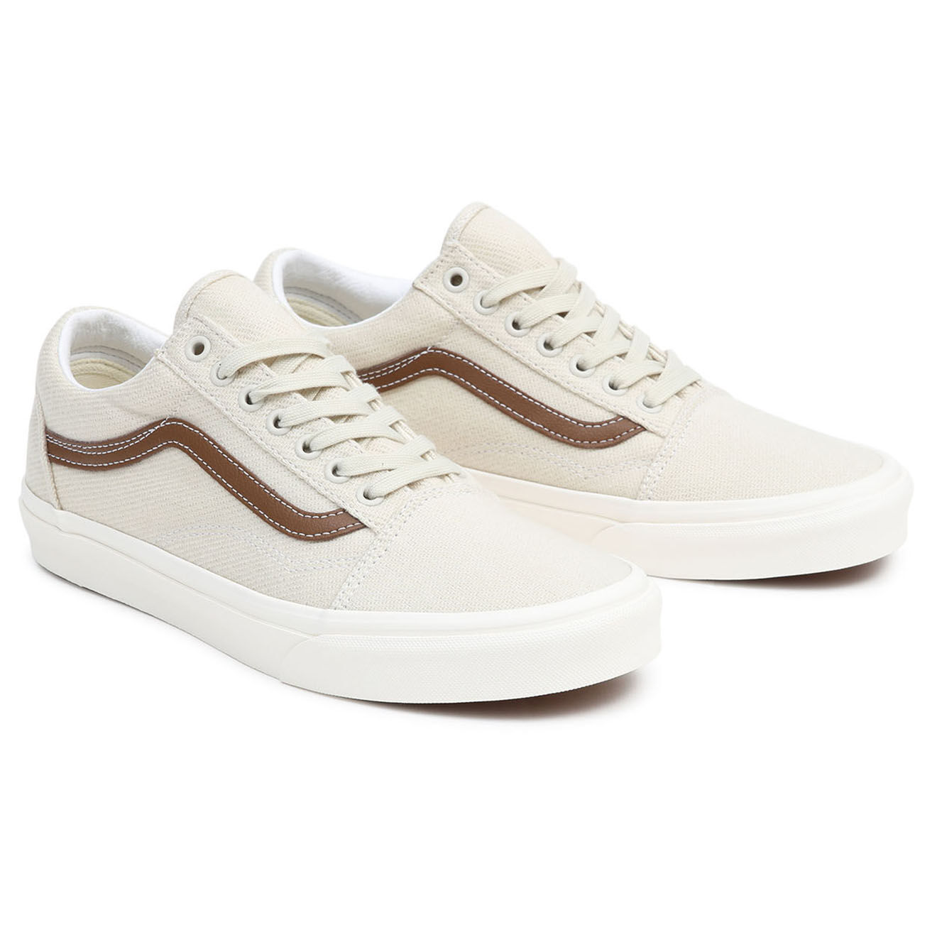 Vans Sneakers en Cuir & Textile Old Skool écrues