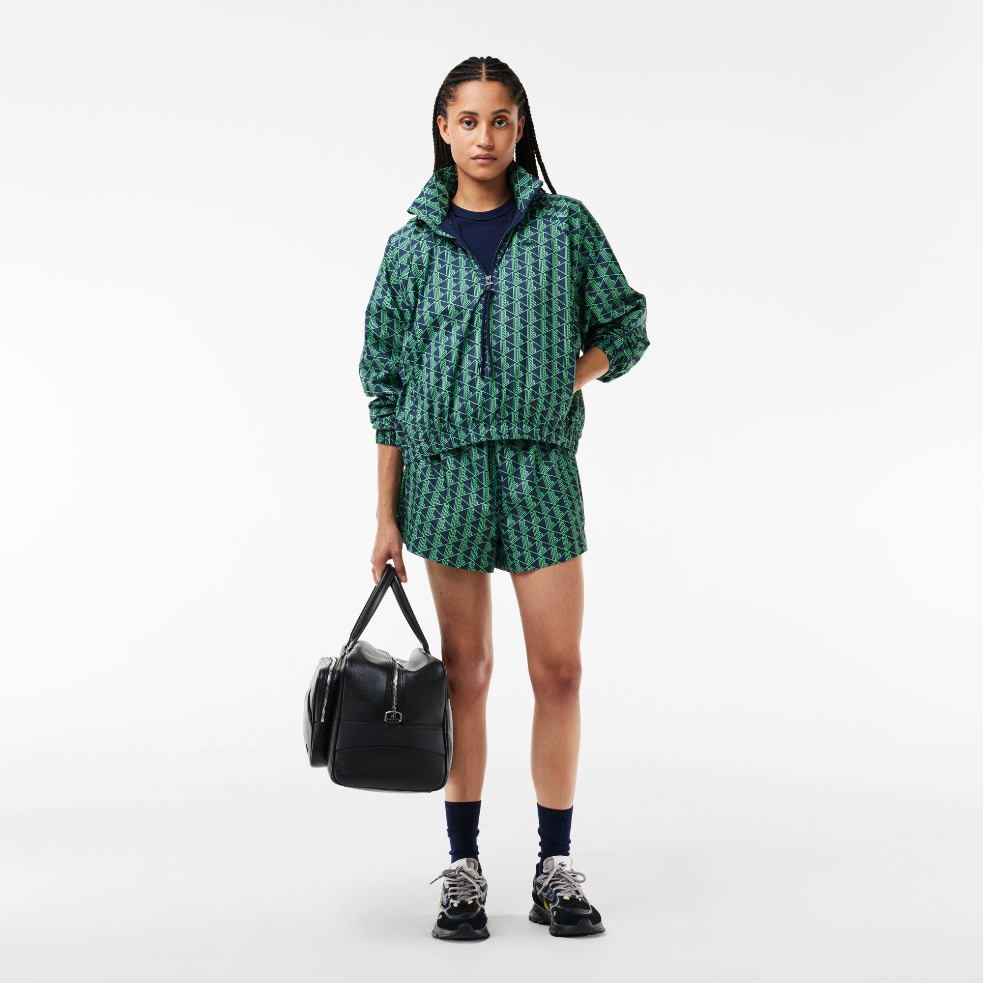 Extraweite Taft-Jacke mit Monogramm zum Überziehen Jacken & Mäntel - Blau - Lacoste - Damen