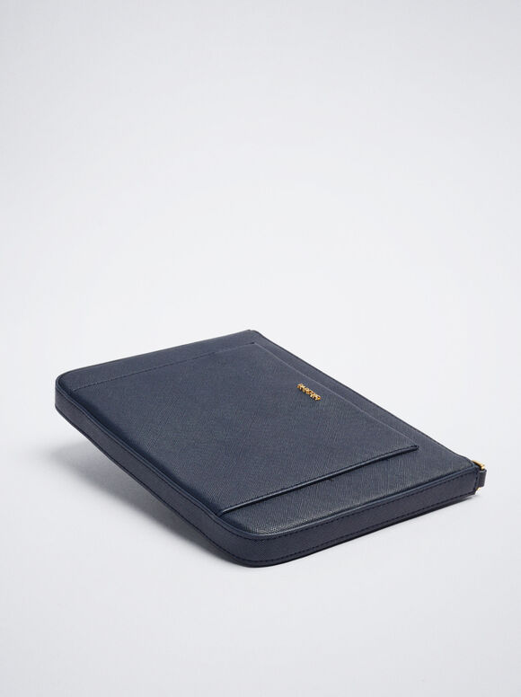 Bolsa de ombro com bolso externo - Azul marinho