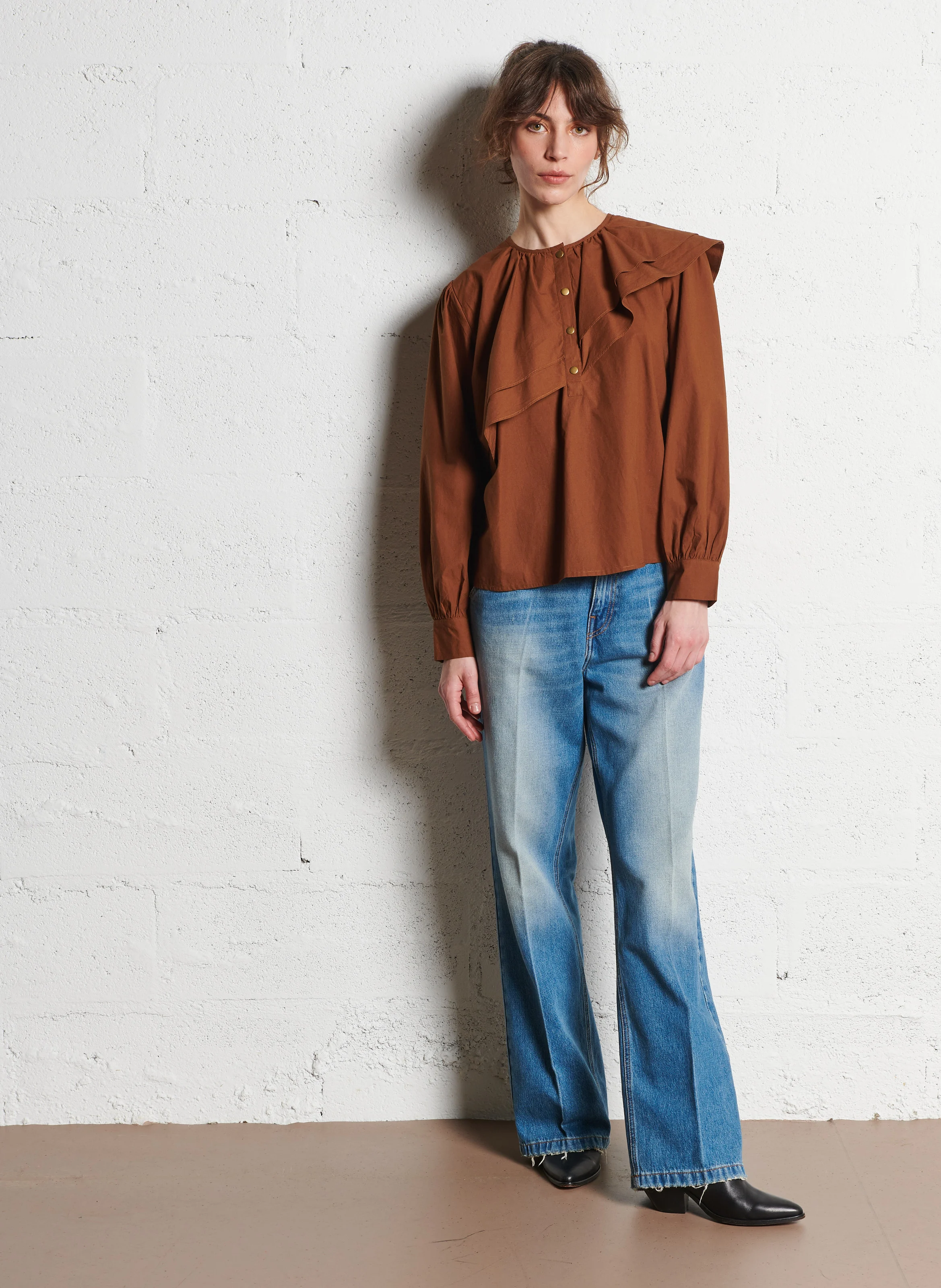 GERMAIN - Blouse col rond| Marron