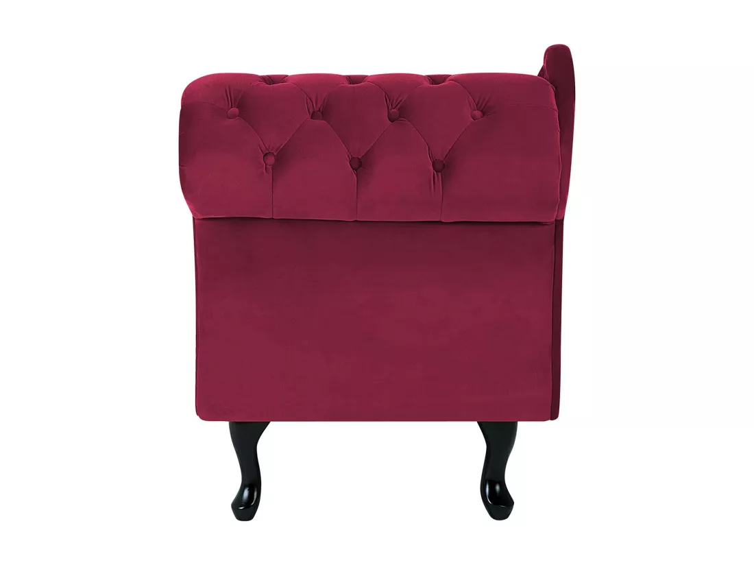 Méridienne Chesterfield côté droit en velours rouge NIMES