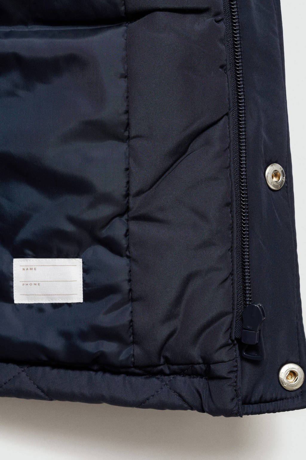 Mango Kids quilted gewatteerde winterjas donkerblauw