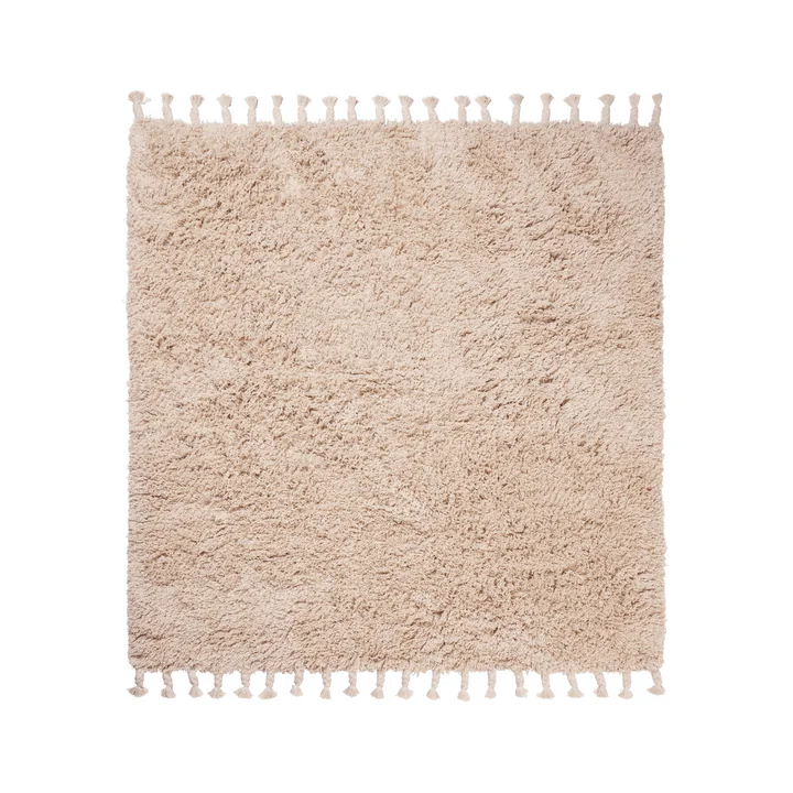 Ferm Living - Amass Hochflor Teppich, 140 x 140 cm, off-white