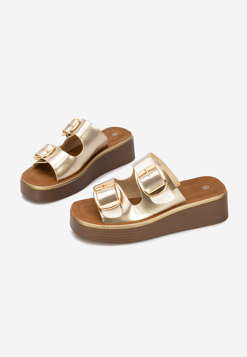 Mules à plateforme dorées Vanelisa