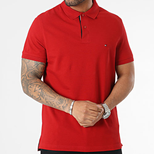 Polo Manches Courtes Flag Under Placket 1684 Rouge