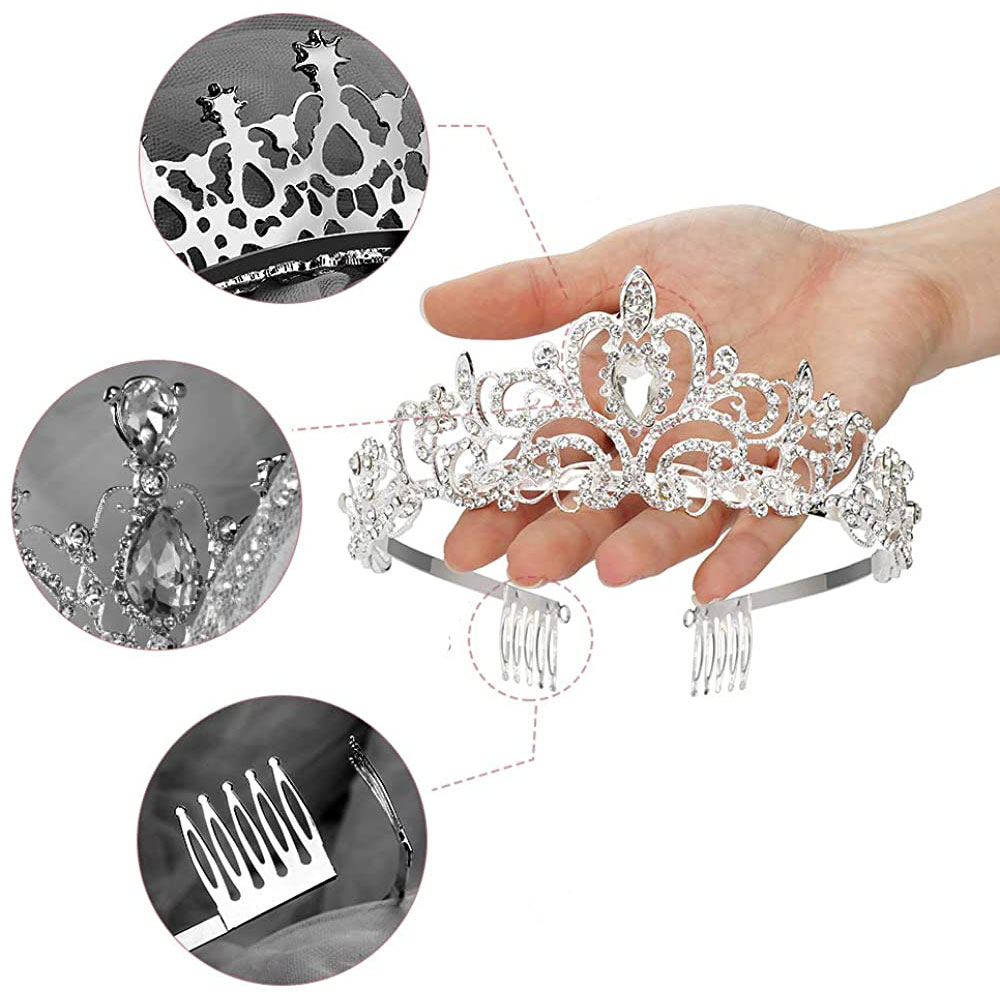 Frisur Haarschmuck Krone Strass Tiara Braut Diadem Kopfschmuck - Silber / Style 1