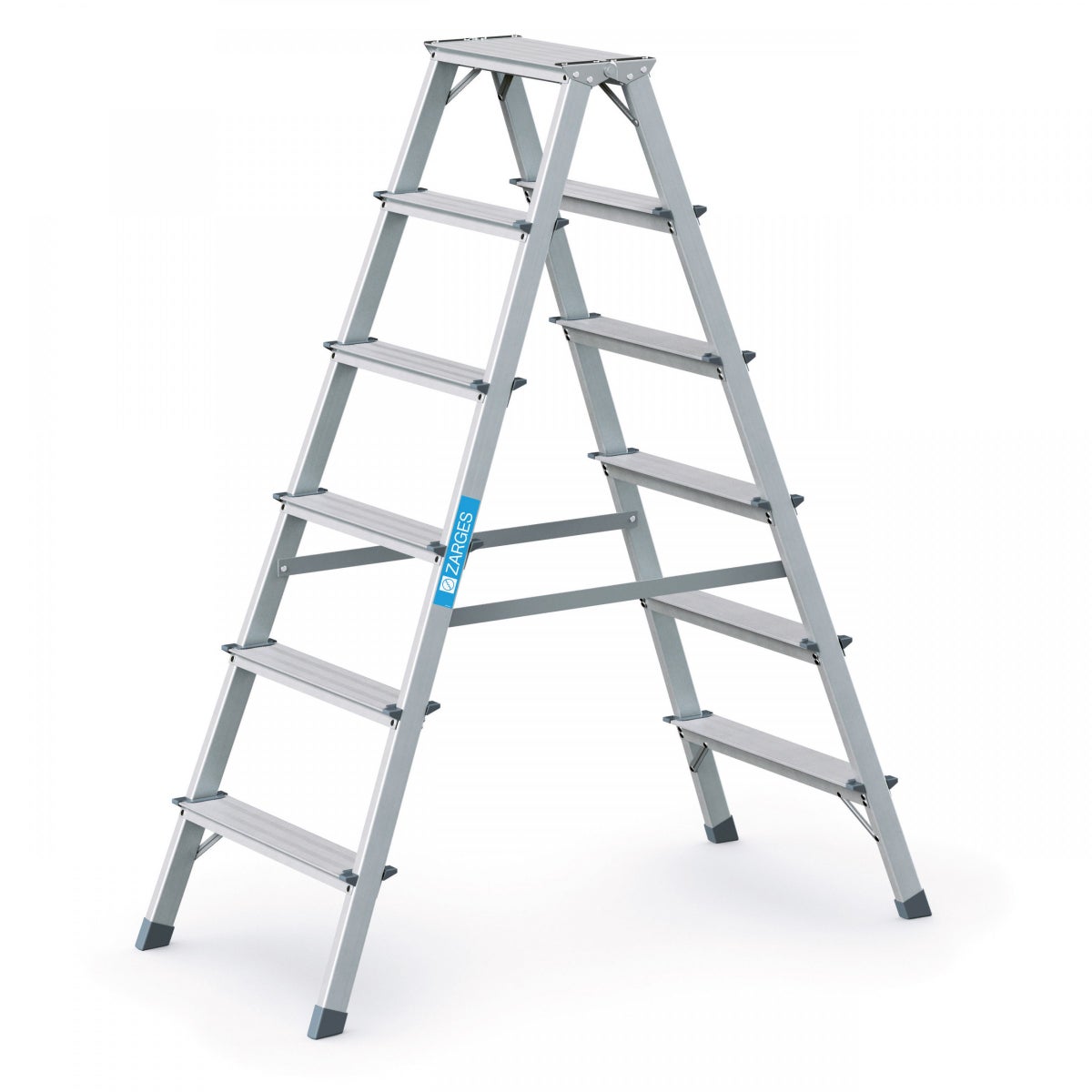 Zarges geklonken bokladder, geanodiseerd Scana B, 2x6 treden