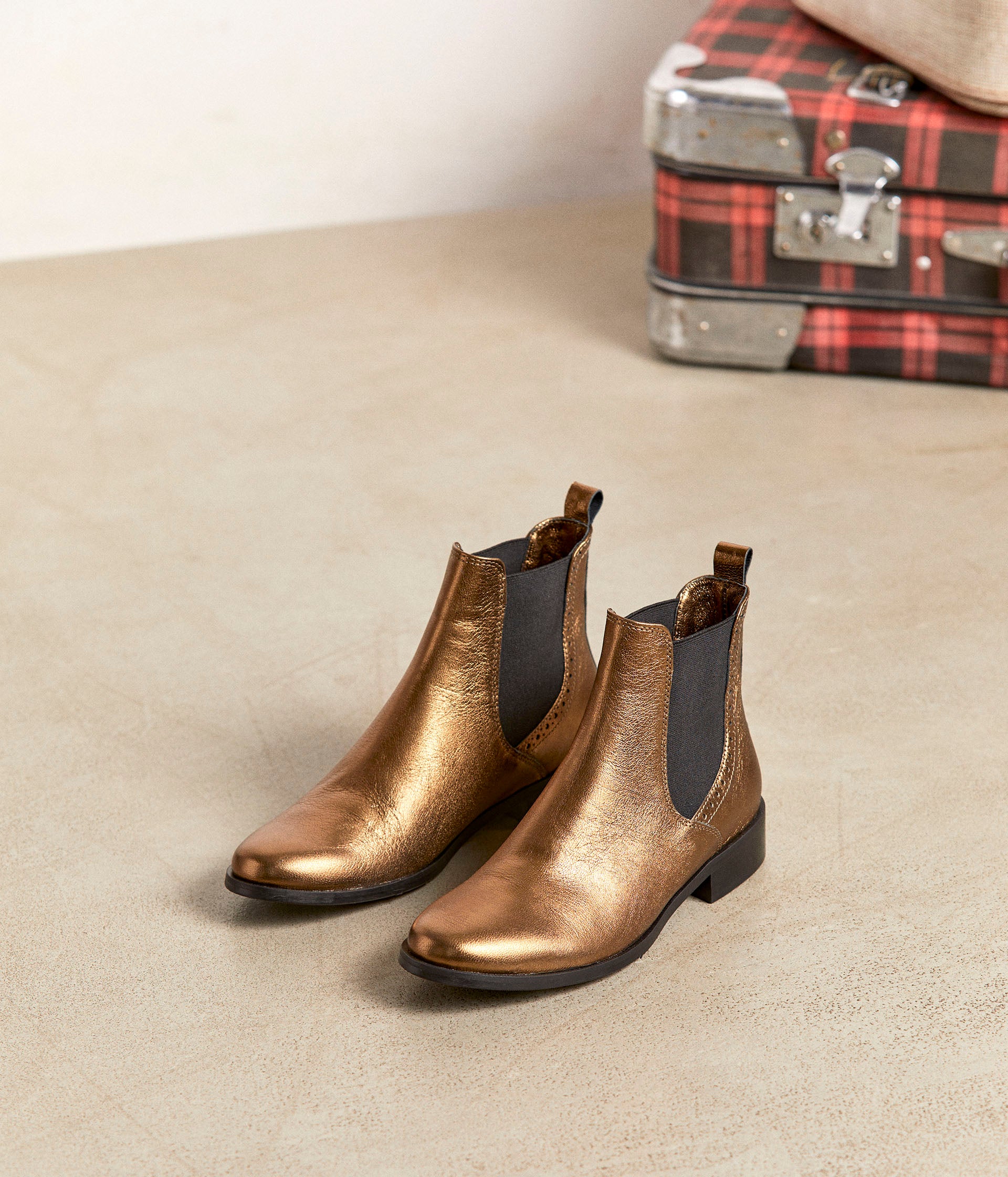 Chelsea boots dorées Prune