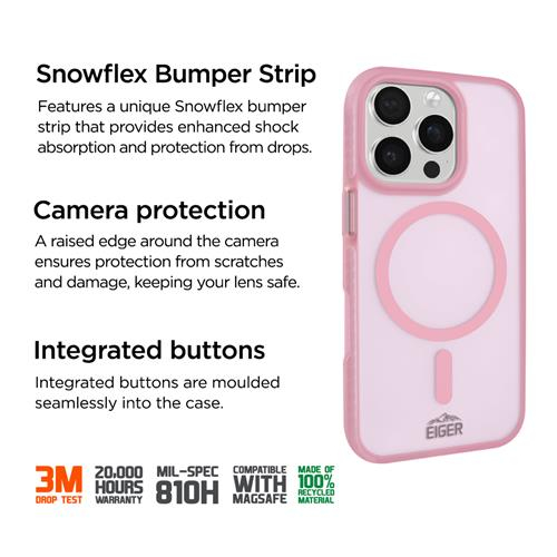iPhone 16 Pro Max MagSafe Blizzard Case GRS Schutzhülle aus Recycelten Materialien (EGCA00835) - Pink