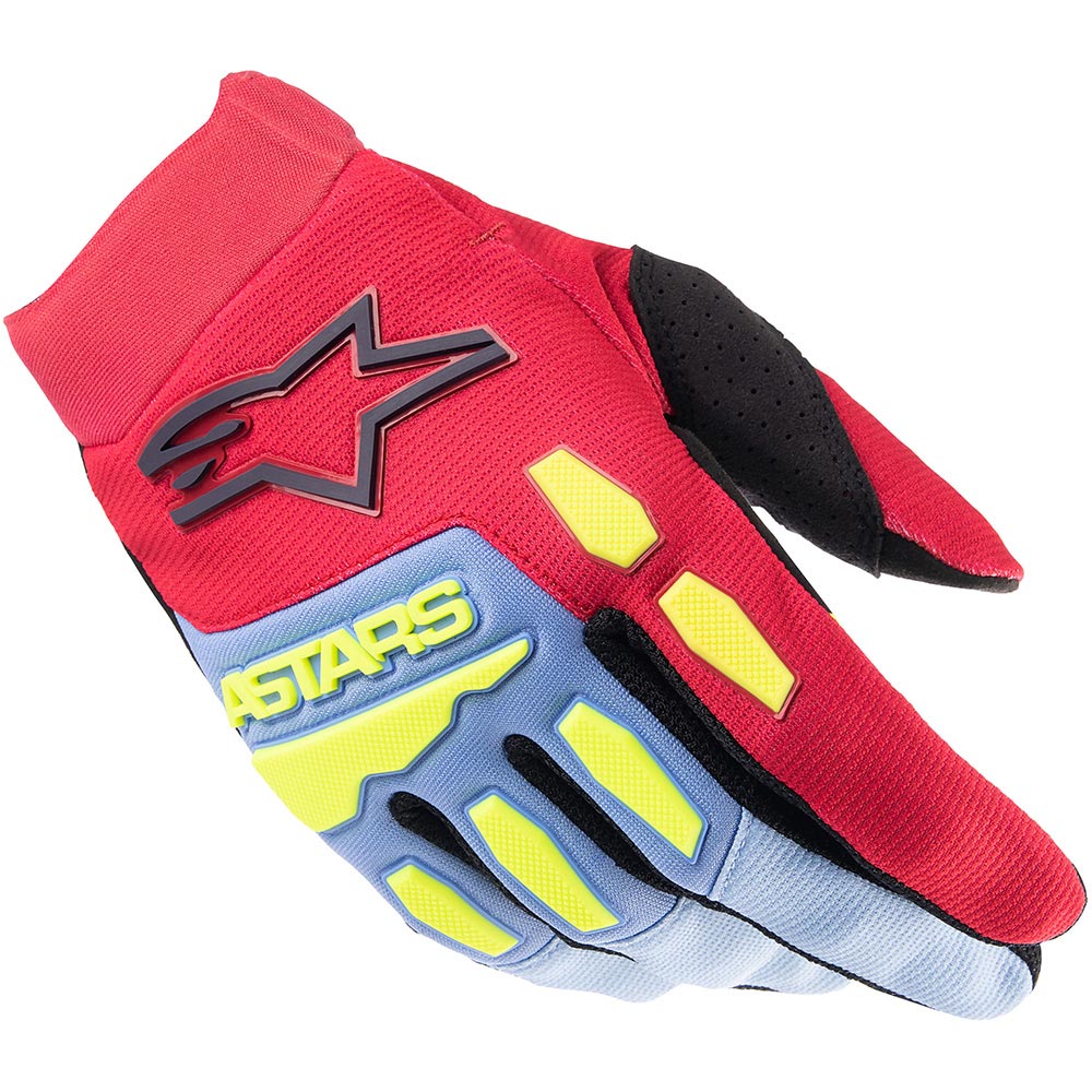 Alpinestars - Gants enfant Youth Full Bore Rouge / Bleu Clair / Jaune