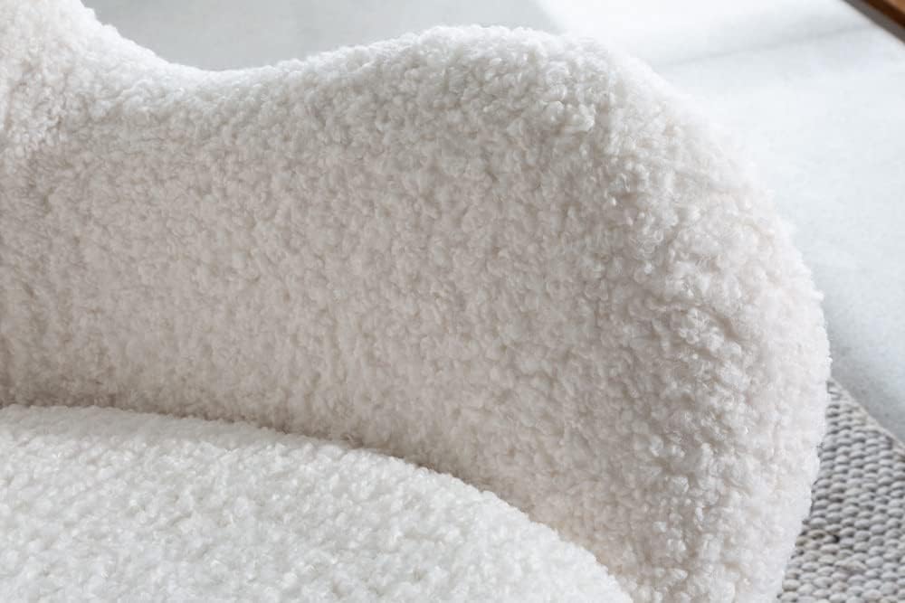 riess-ambiente.de Design Schaukelstuhl Scandinavia Swing weiß Bouclé Sessel Teddystoff